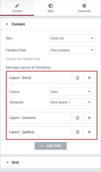 ACF Flexible Content Elementor widget