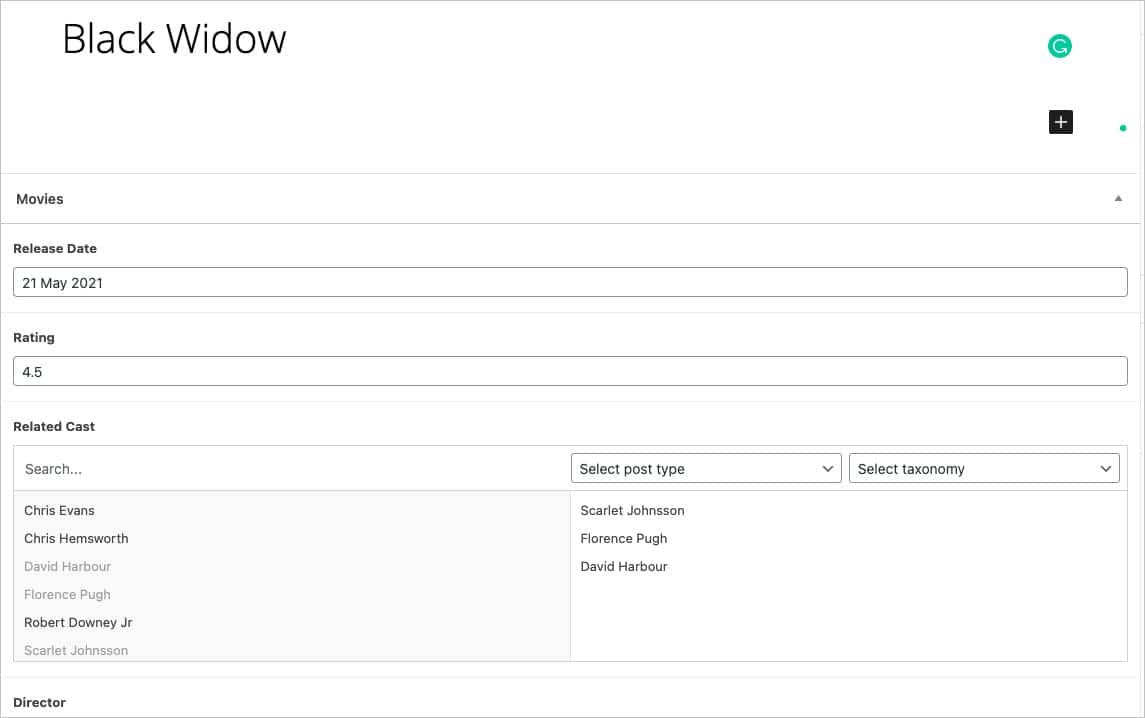 Add Data For Movie