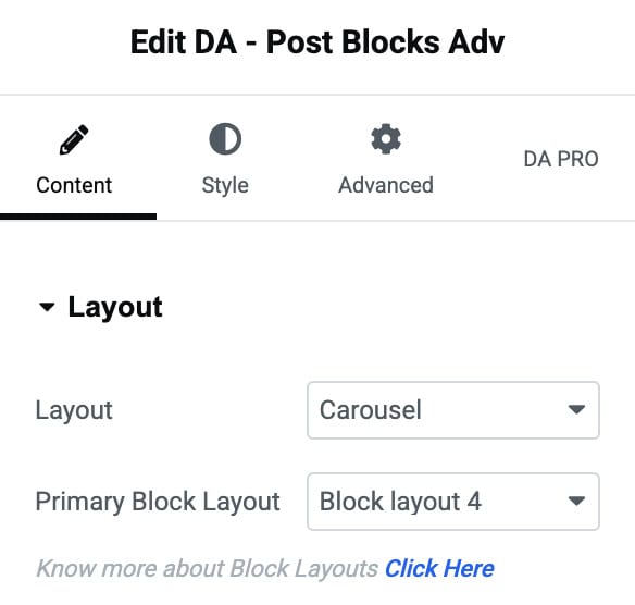 Post-Blocks Adv Settings