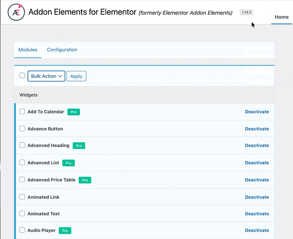 Addon Elements for Elementor: Widgets List