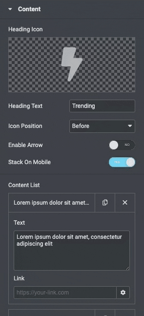 Content Ticker: Content Settings