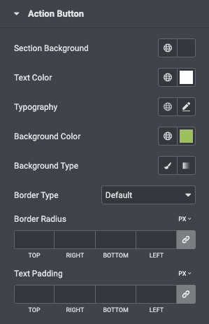 Price Table: Action Button Style Settings