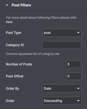 Post List: Post Filters Settings