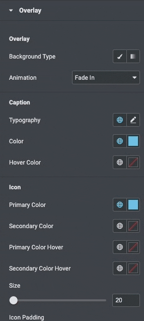 Filterable Gallery: Overlay Style Settings