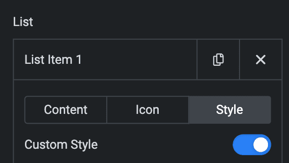 Advanced List: Custom Style Option(individual item)