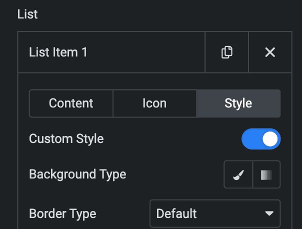 Advanced List: Custom Style Normal Settings(individual item)
