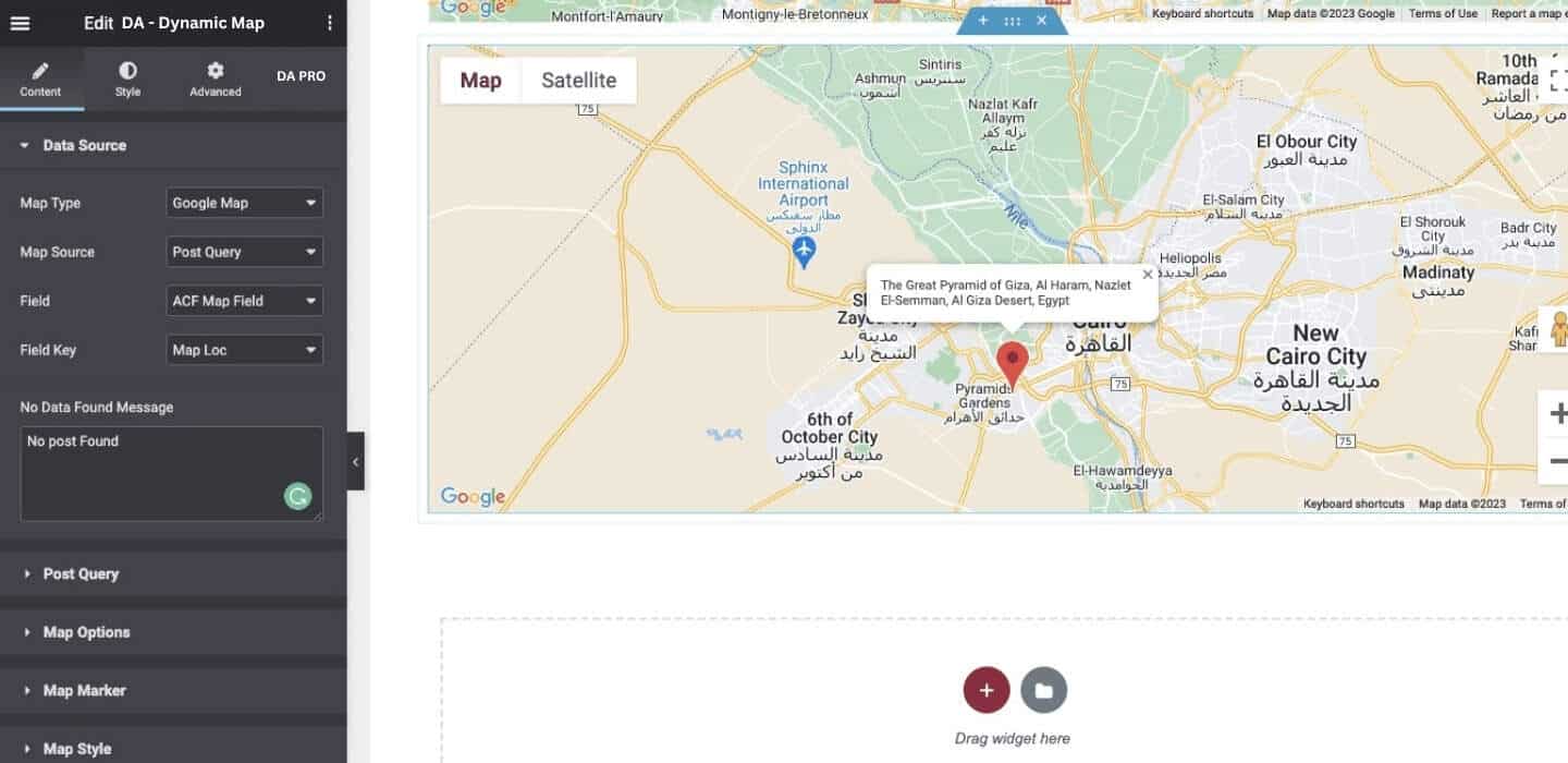 DA Dynamic Map: Data Source Settings(ACF Map Field)