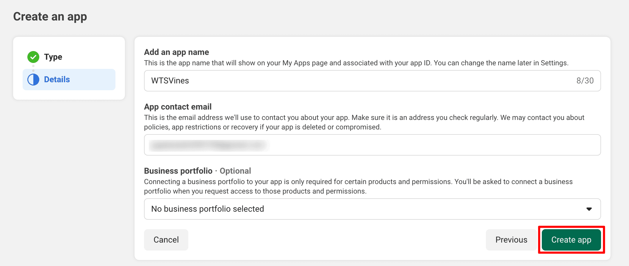 Meta For Developers Account: Review App Details