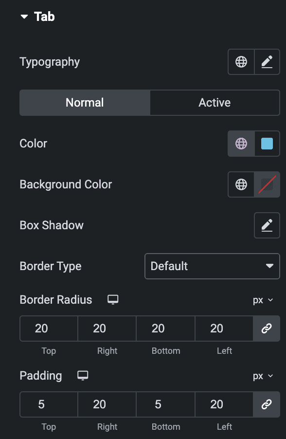 Advanced Price Table: Tab Style Settings