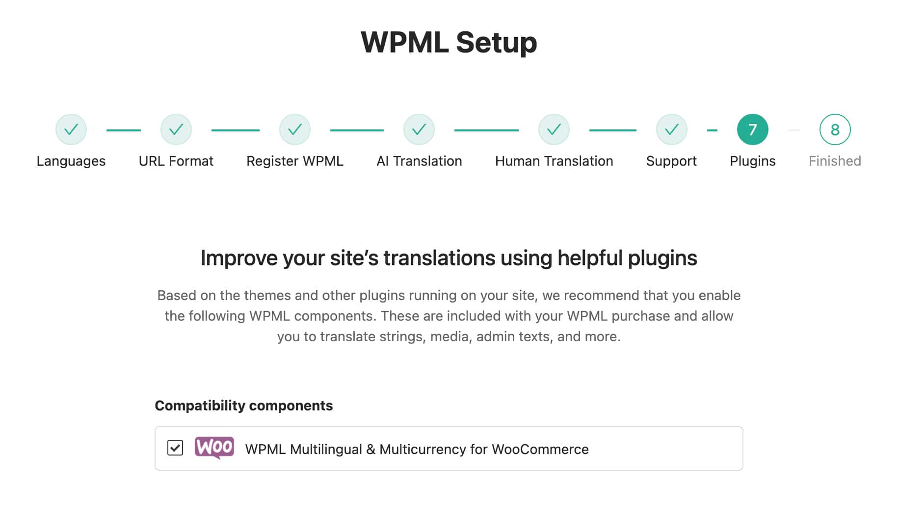 WPML Setup: Plugins Settings
