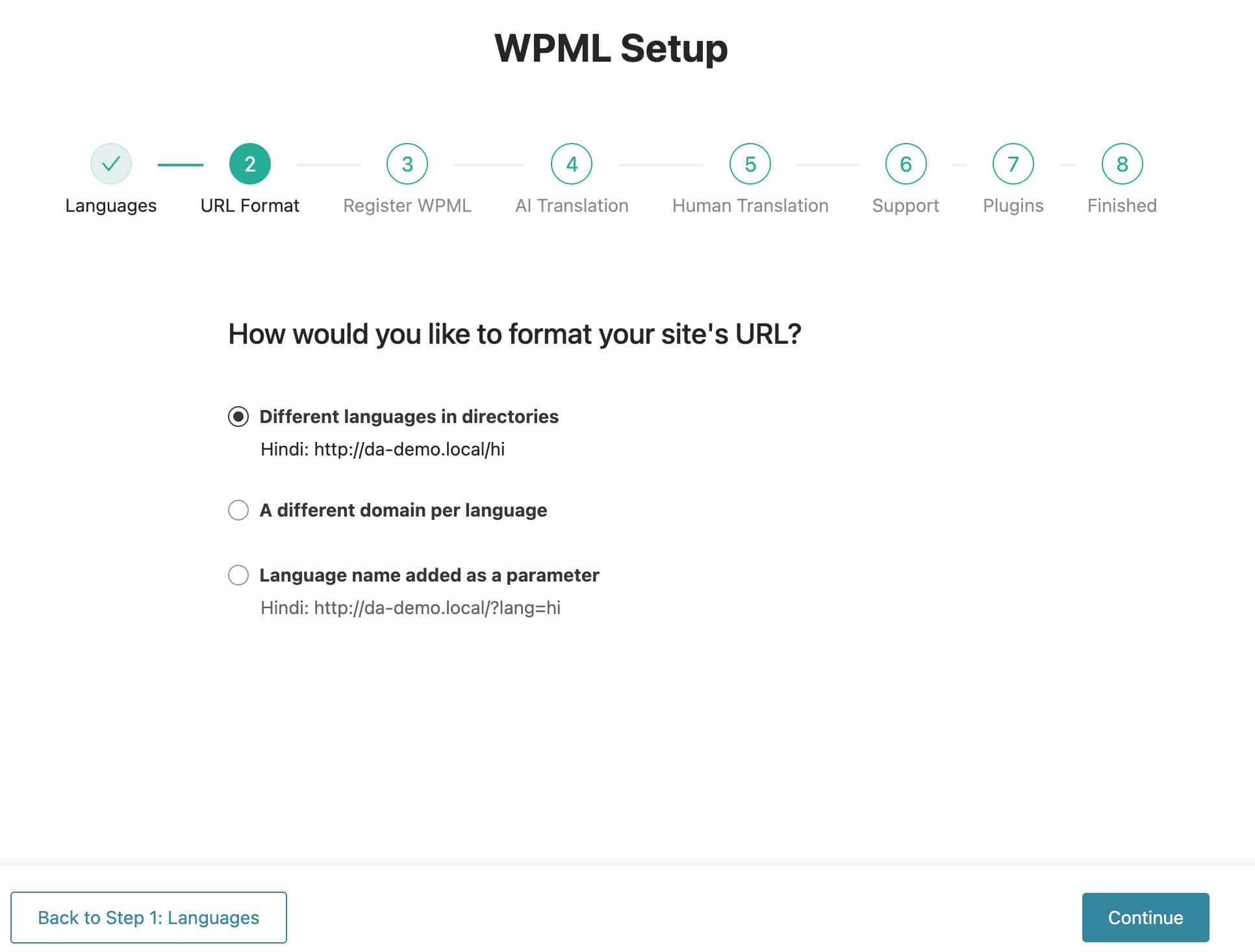WPML Setup: URL Format Settings