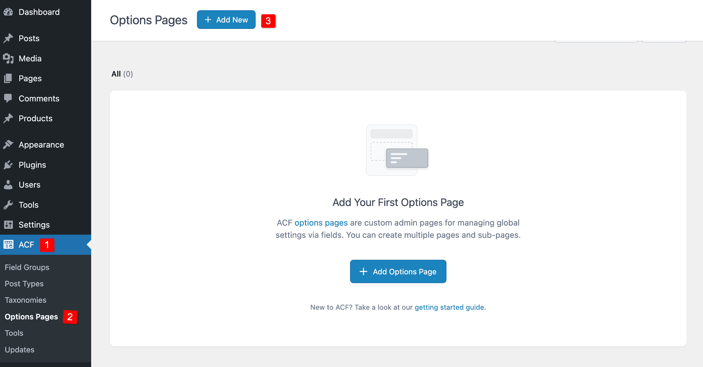ACF: Creating Options Page