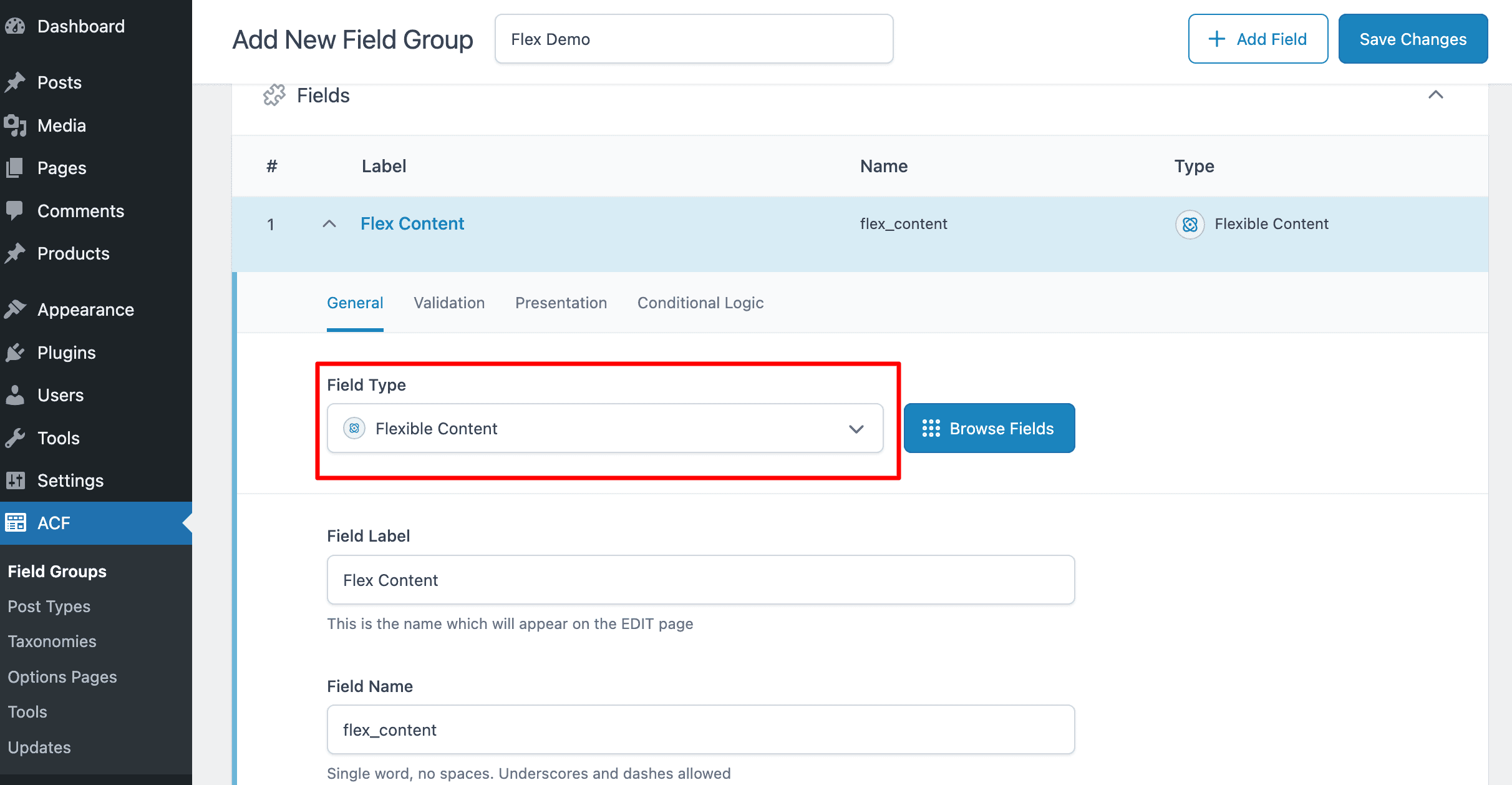 ACF: Creating Flexible Content Field