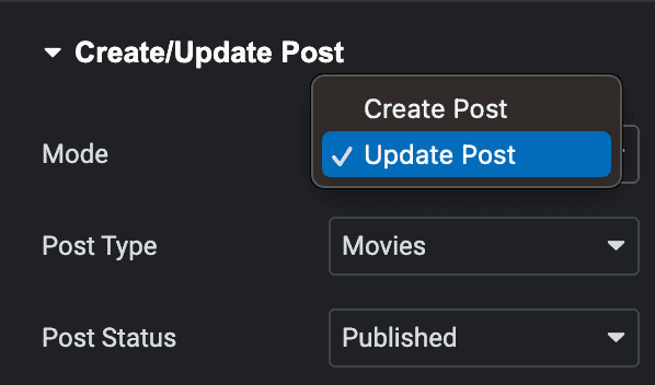 Elementor Form: Choose to Create or Update Post