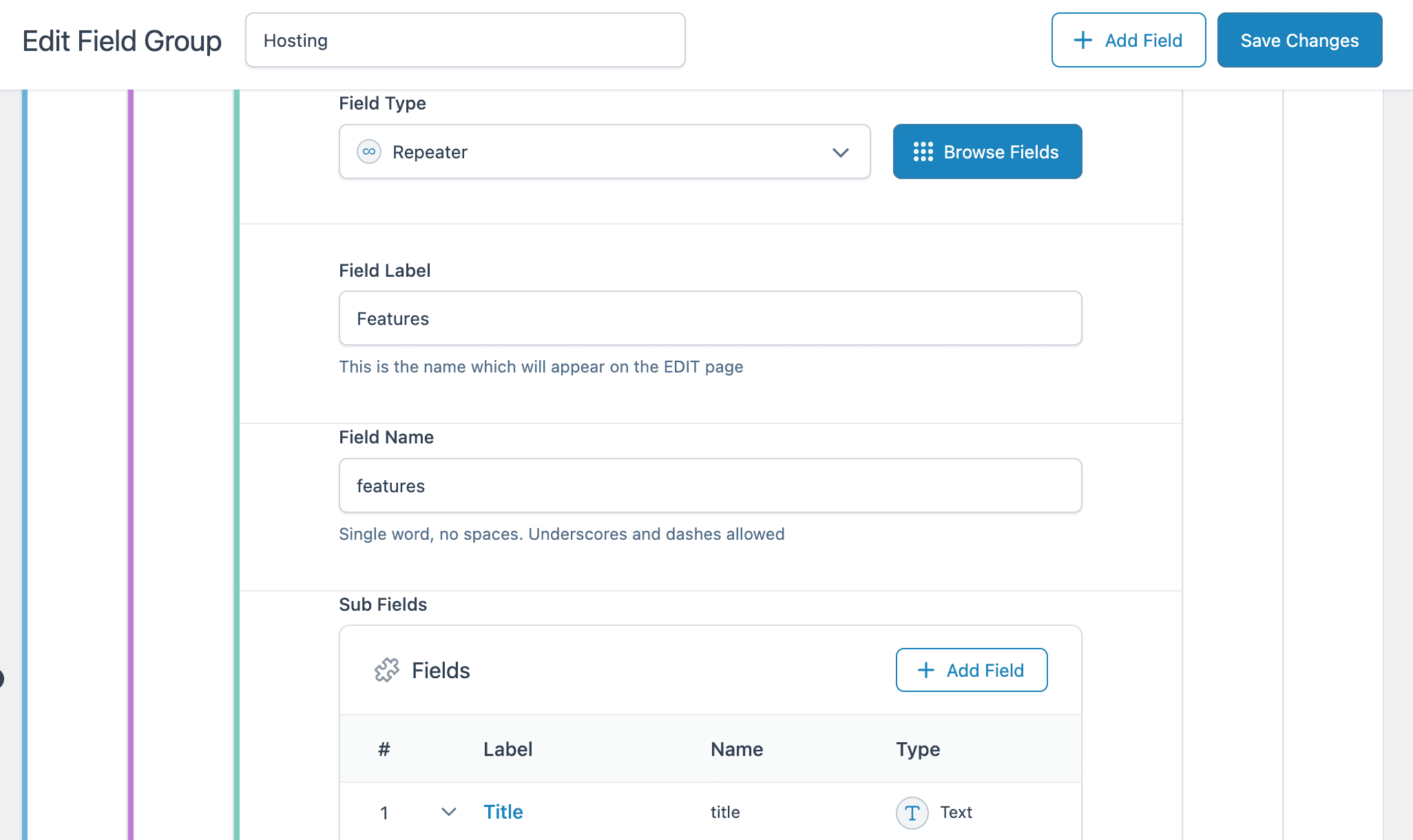 ACF: Adding Sub Fields to Nested Repeater