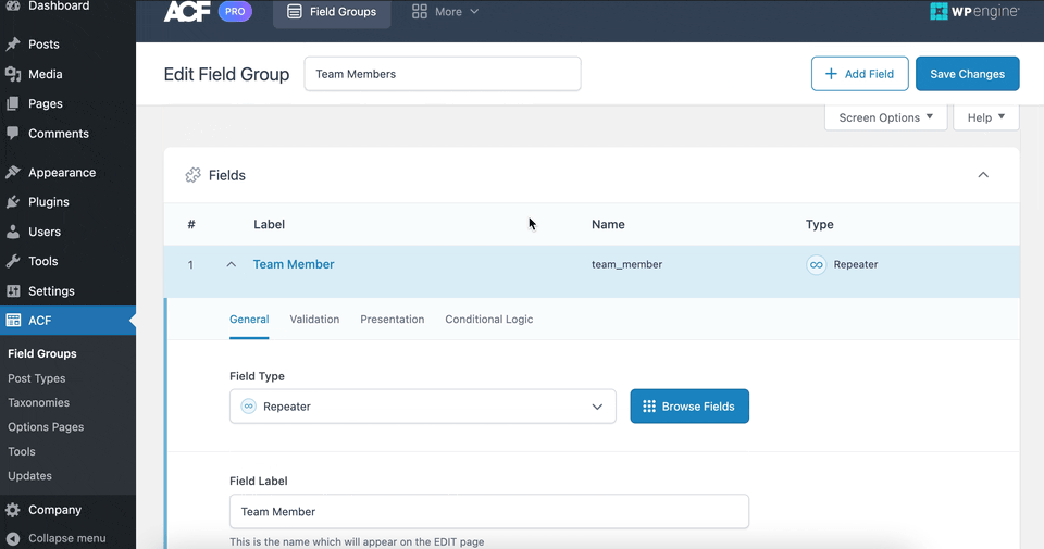 Create Field Group Using ACF