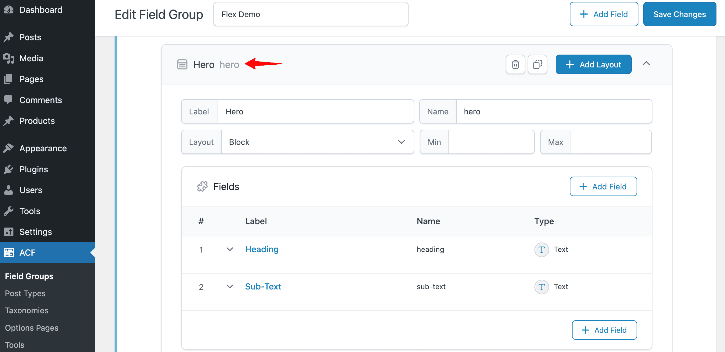 ACF: Creating Layout