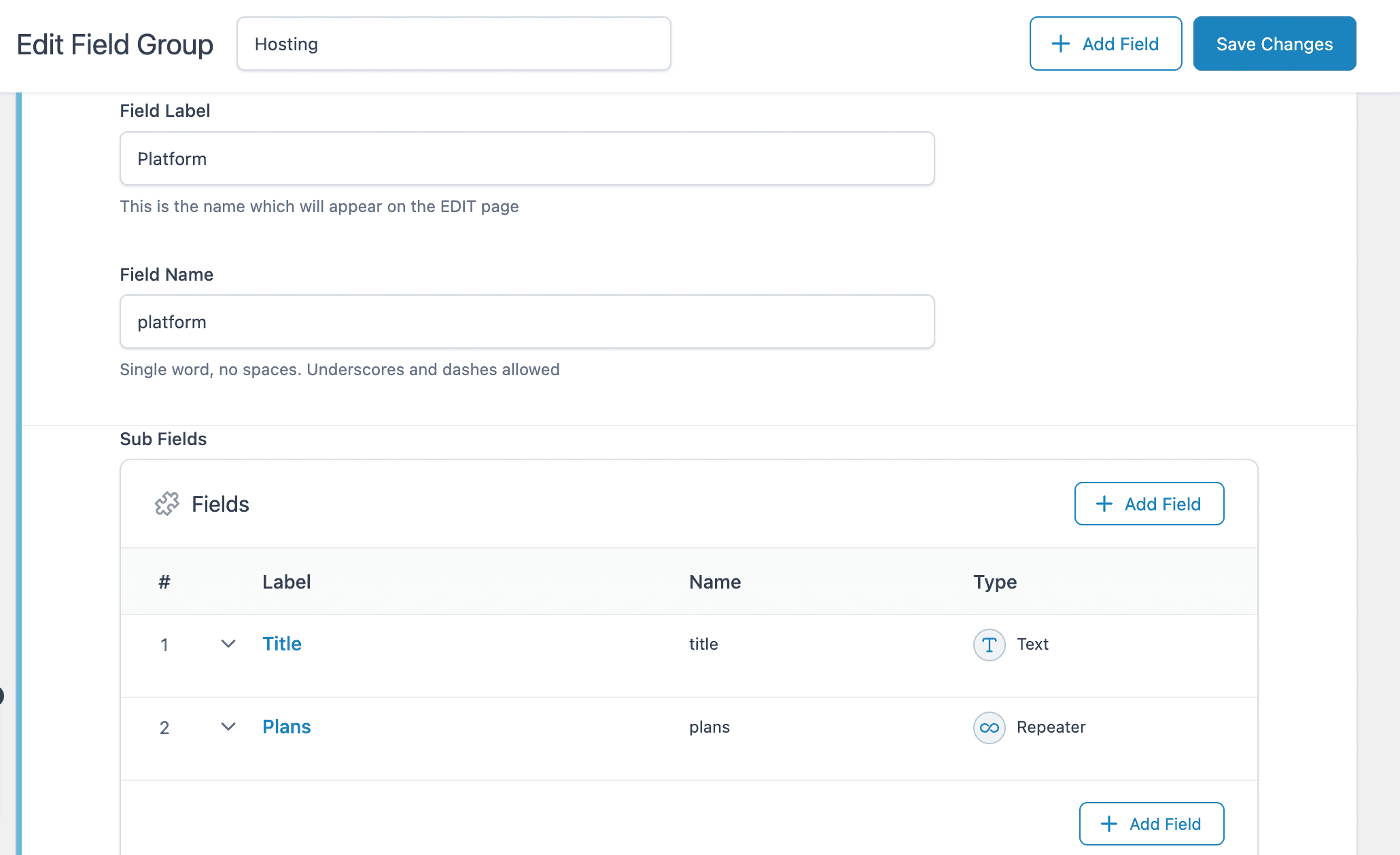 ACF: Adding Sub Fields to Repeater