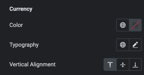 Comparison Table: Currency Style Settings