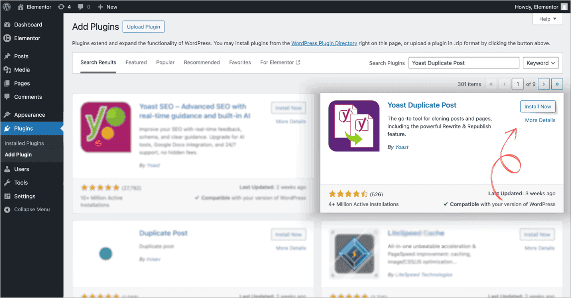 Searching for Yoast Duplicate Post in the WordPress plugin directory