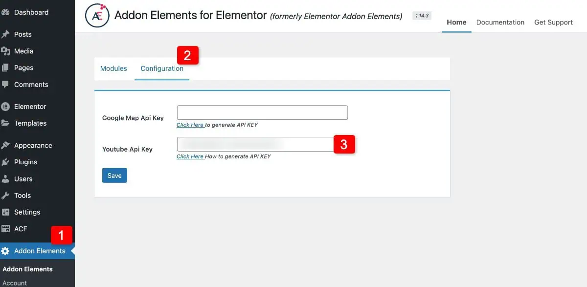 Add YouTube API Key in Addon Elements for Elementor
