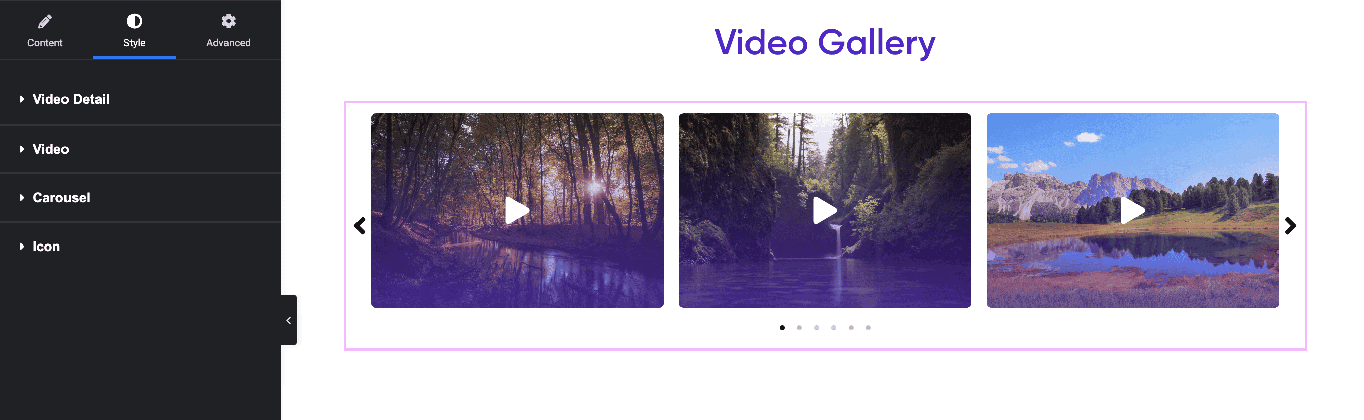 Video Gallery: Styling Settings