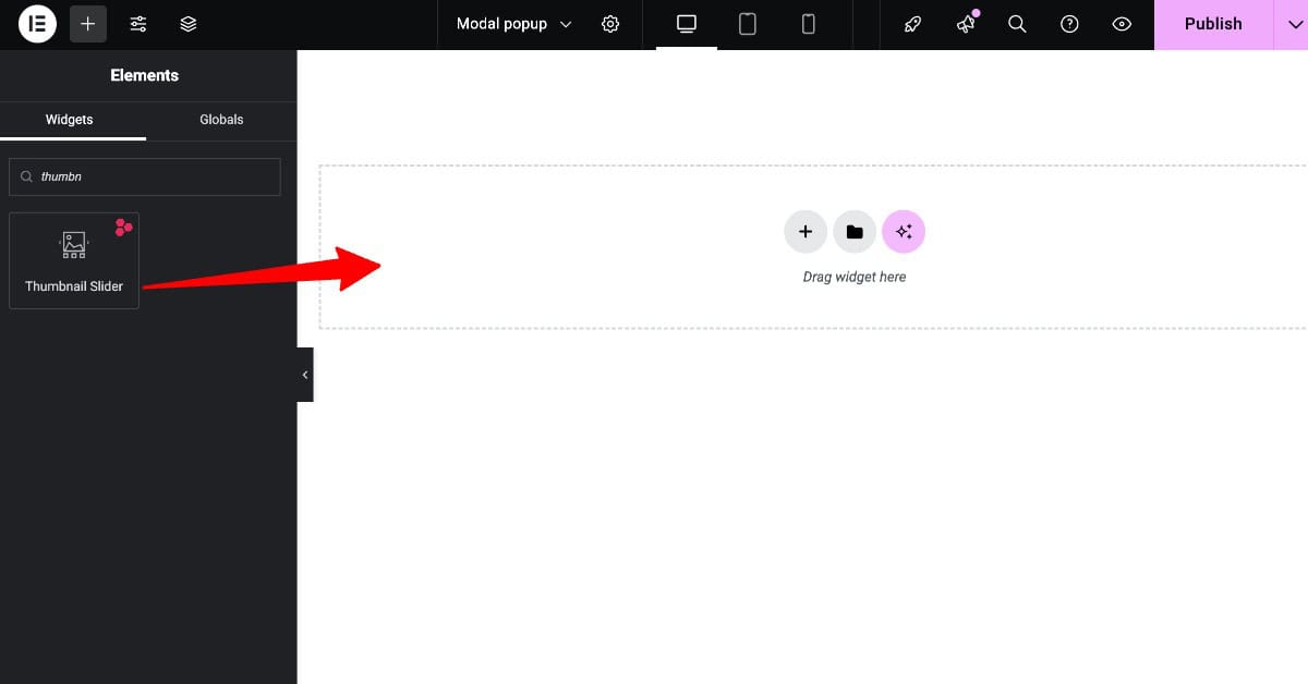 Add Thumbnail Slider in Elementor