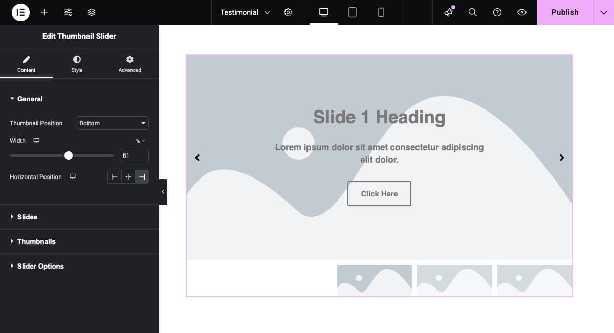 General Setting of Thumbnail Slider