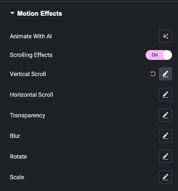 Scrolling Motion Effects in Elementor