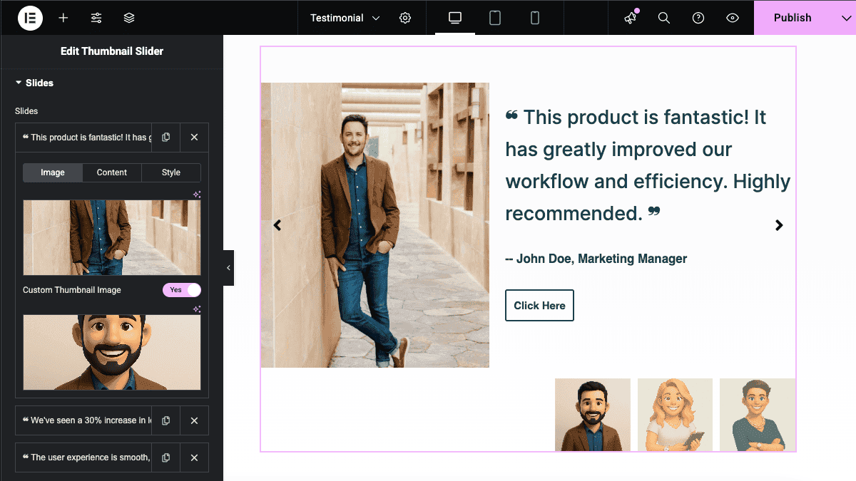 Add a Custom Thumbnail for each Testimonial