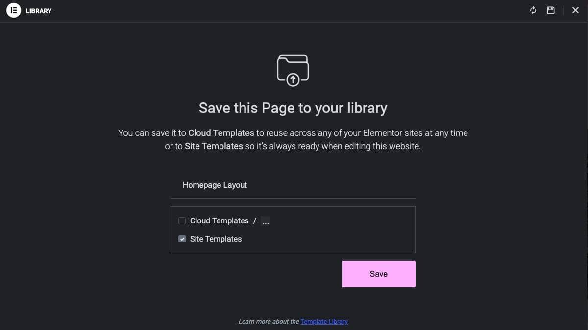 Name your Template in Elementor