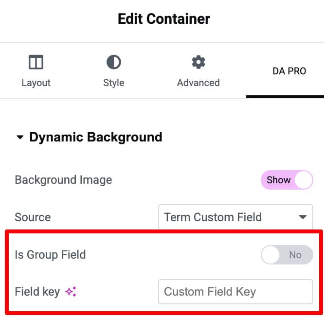 Dynamic Background Group Field