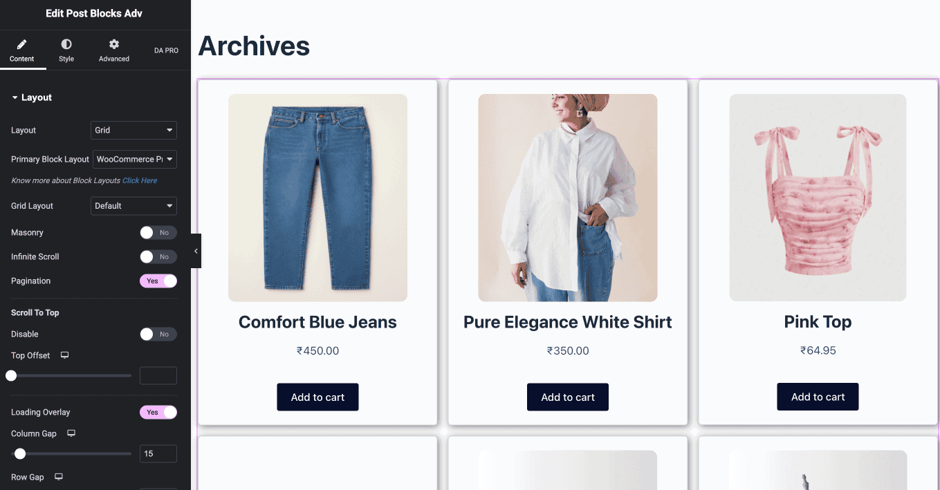 Design Archive Template and Add Post Block Adv Widget