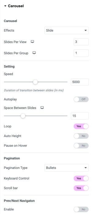 DA - Post Block Adv Carousel Settings