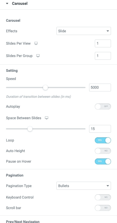 Configure Carousel Settings