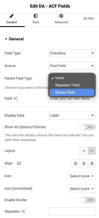 DA ACF Checkbox Fields Integration