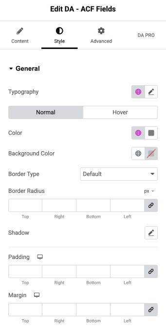 DA - ACF Fields General Settings