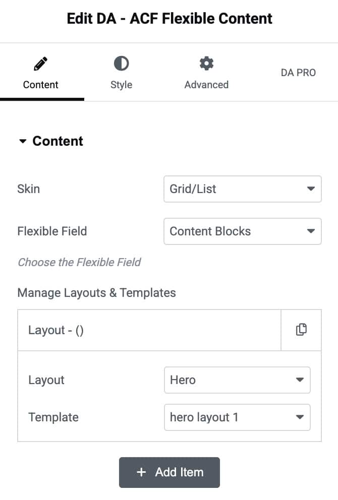DA - ACF Flexible Content Settings