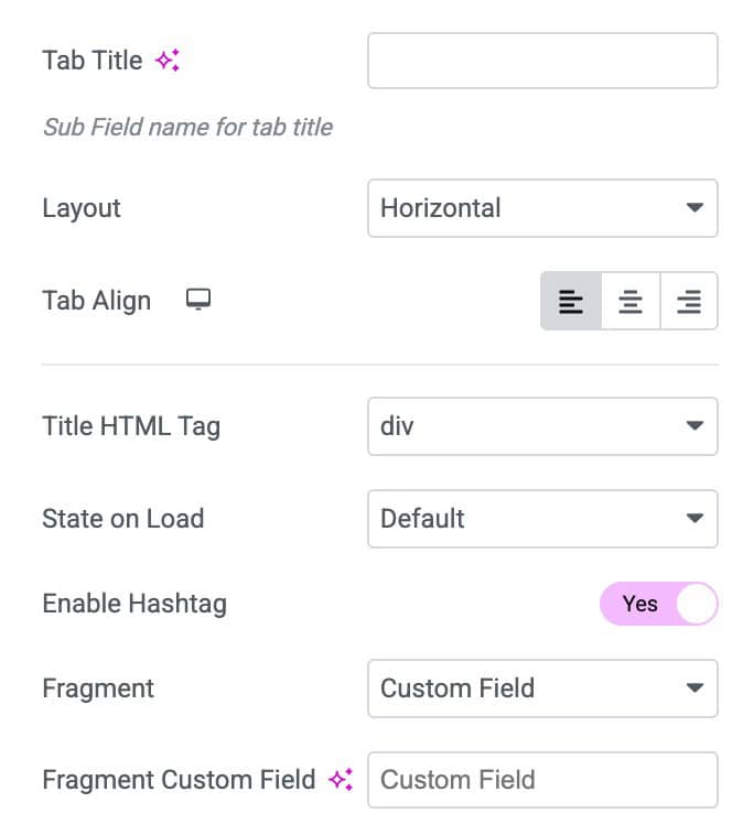 DA - ACF Repeater Tab Settings