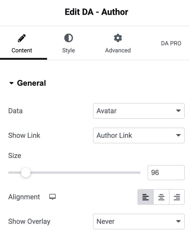 DA - Author General Settings
