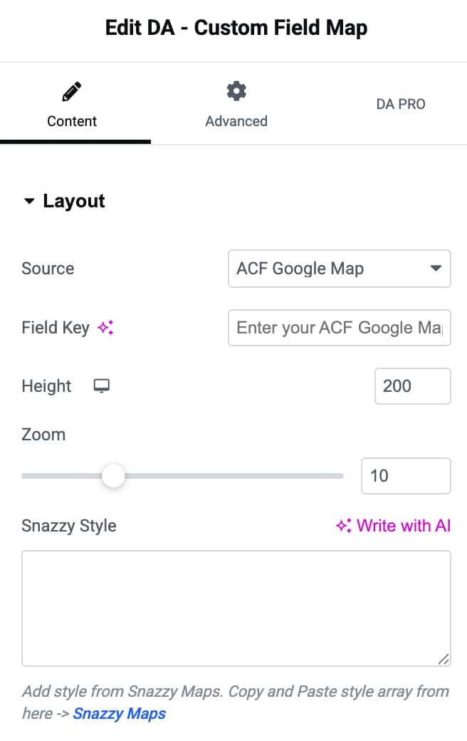 DA - Custom Field Map