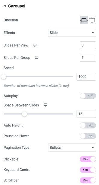 DA - Dynamic Map Carousel Settings