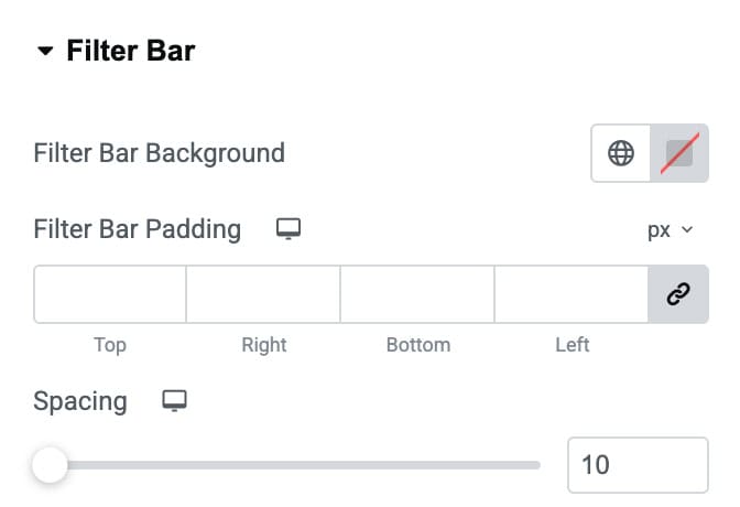 DA - Post Block Adv Filter Bar Style Settings