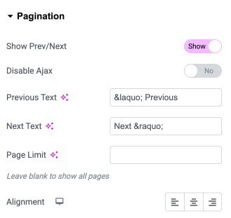 DA - Post Block Adv Pagination Settings