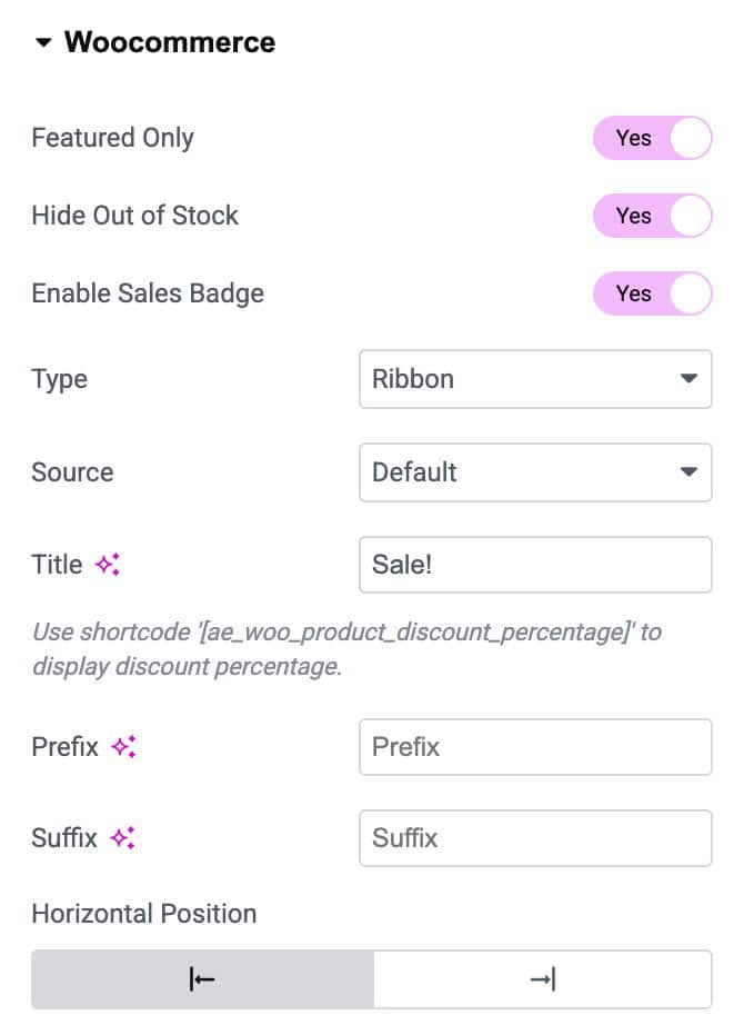 DA - Post Block Adv WooCommerce Settings