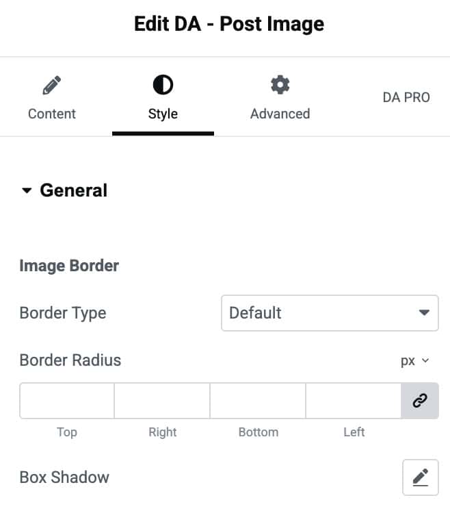 DA - Post Image Style Settings