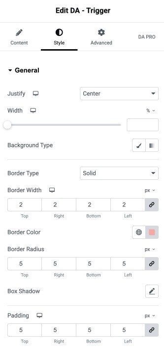 DA - Trigger General Style Settings