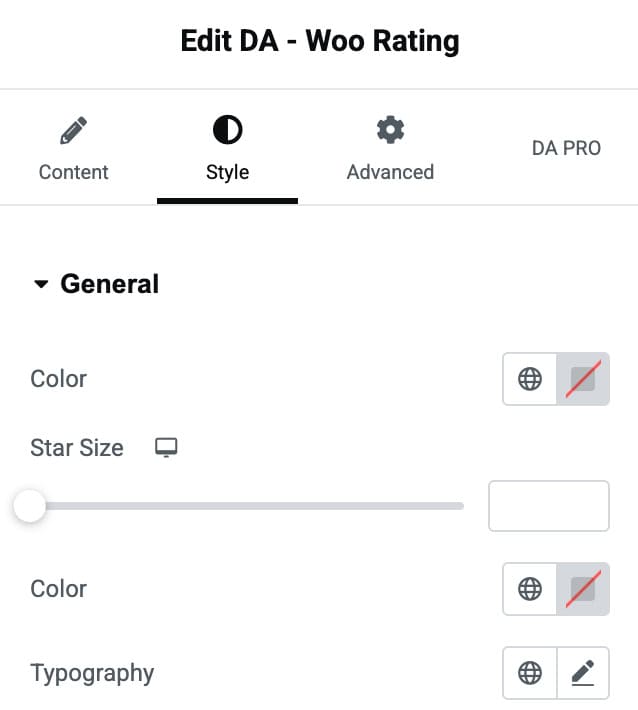 DA - Woo Rating Style Settings