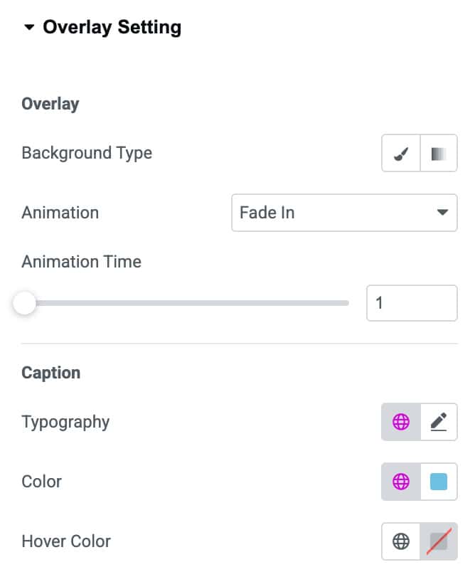 DA - ACF Gallery Overlay Caption Style Settings