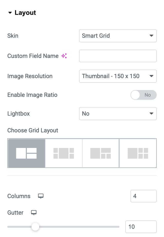 DA - ACF Gallery Smart Grid Layout Settings